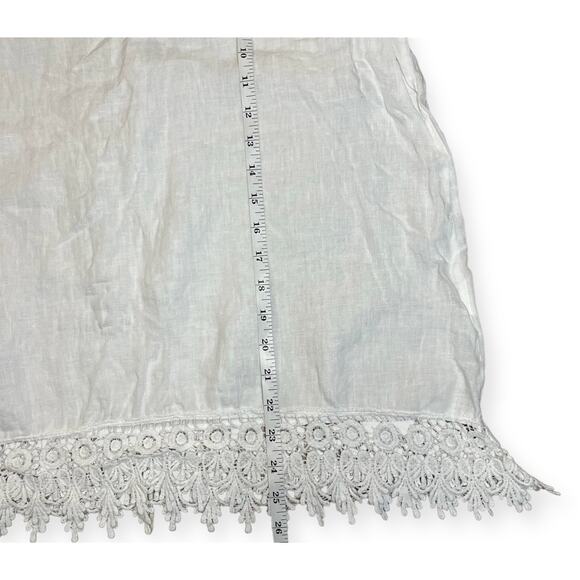 Terzo Millennio White Boho Bohemian Festival Minimalist Lien Shirt Size Large - Picture 5 of 7